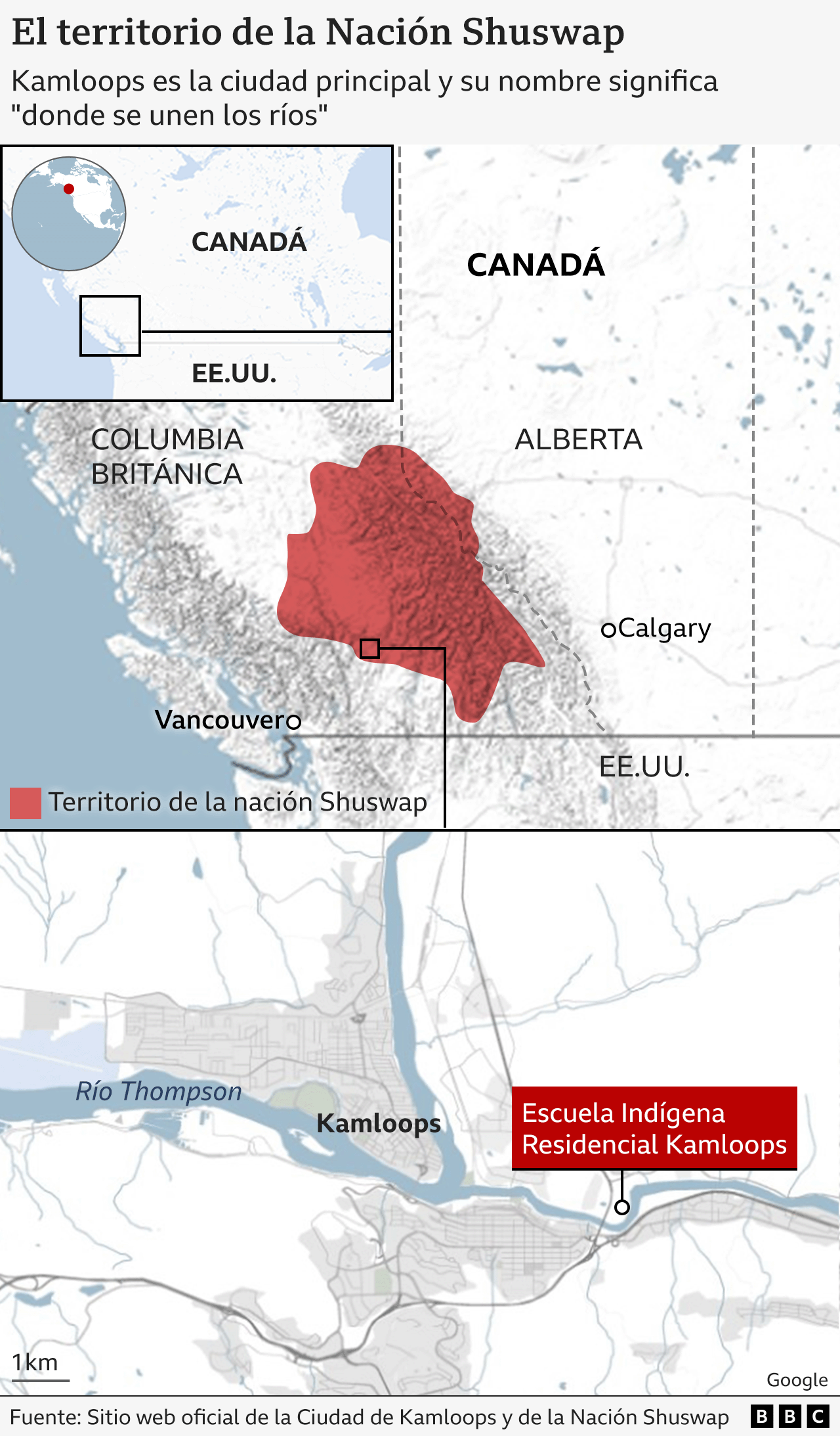 Mapa de la nacion Shuswap