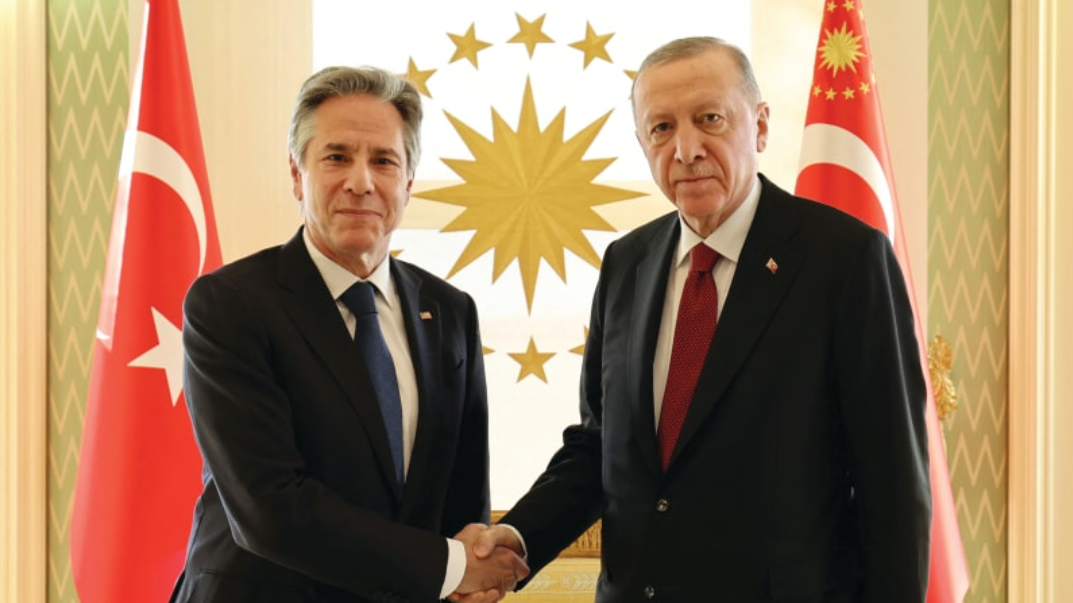 الرئيس التركي مع وزير الخارجية الأمريكي