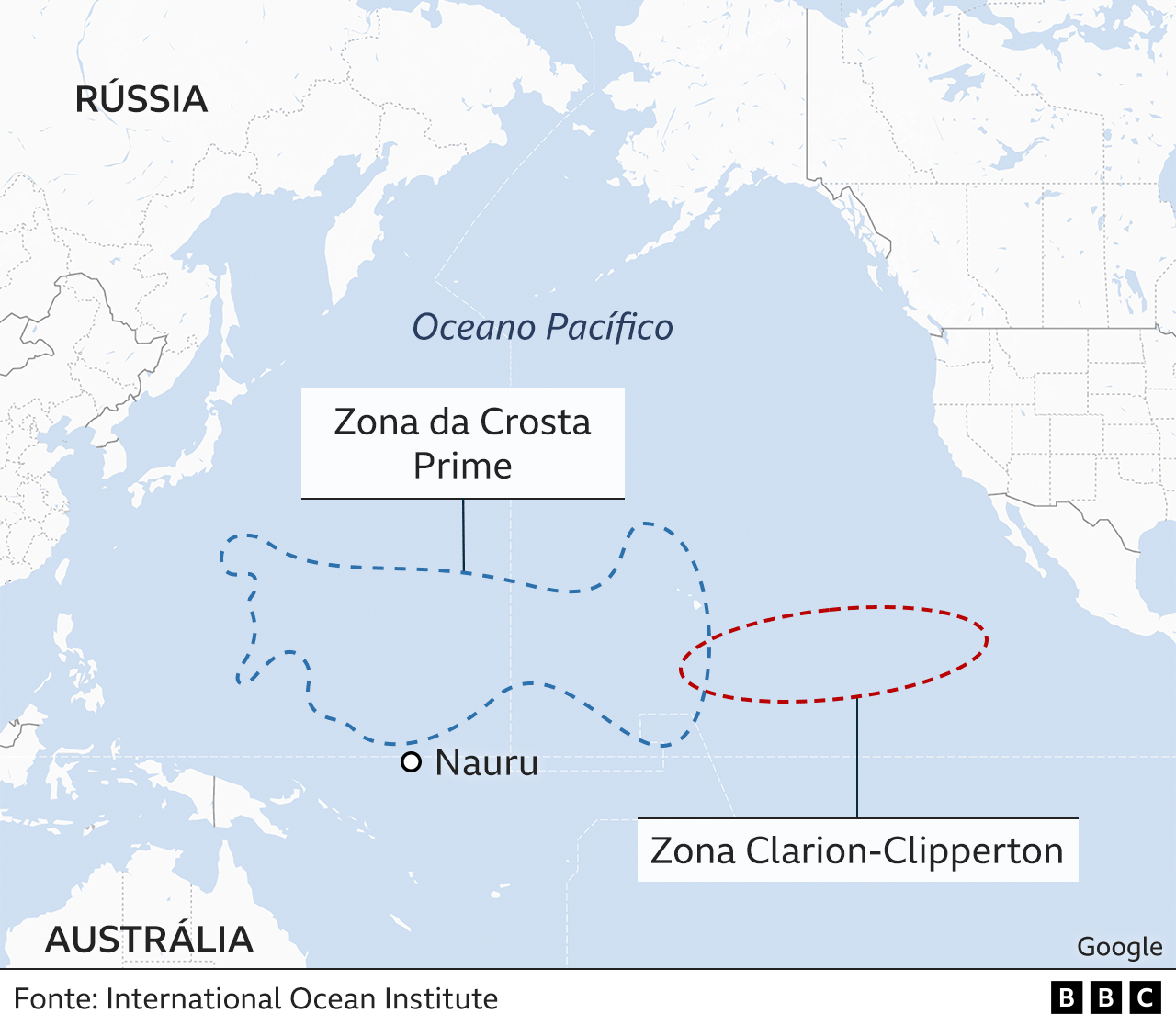 Mapa mostrando a Zona Clarion-Clipperton 