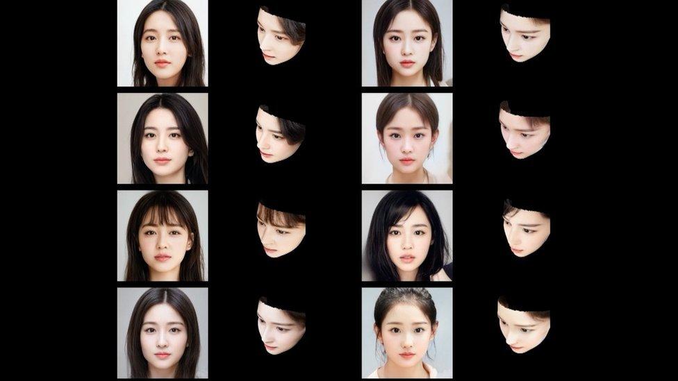Band members' faces are created using AI technology