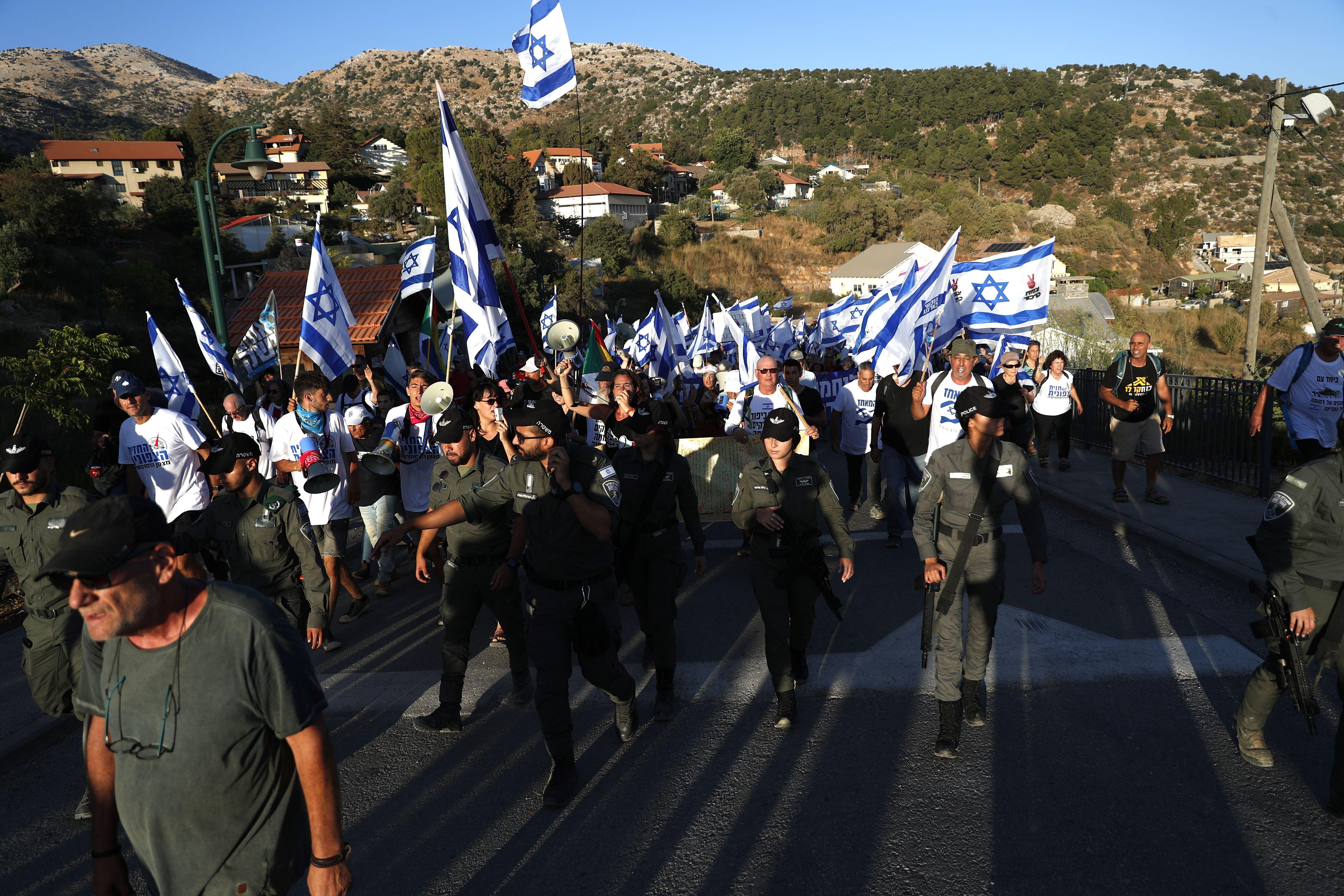 Una manifestación de colonos israelíes.