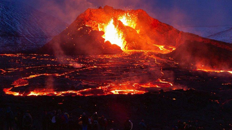 An active volcano in Iceland