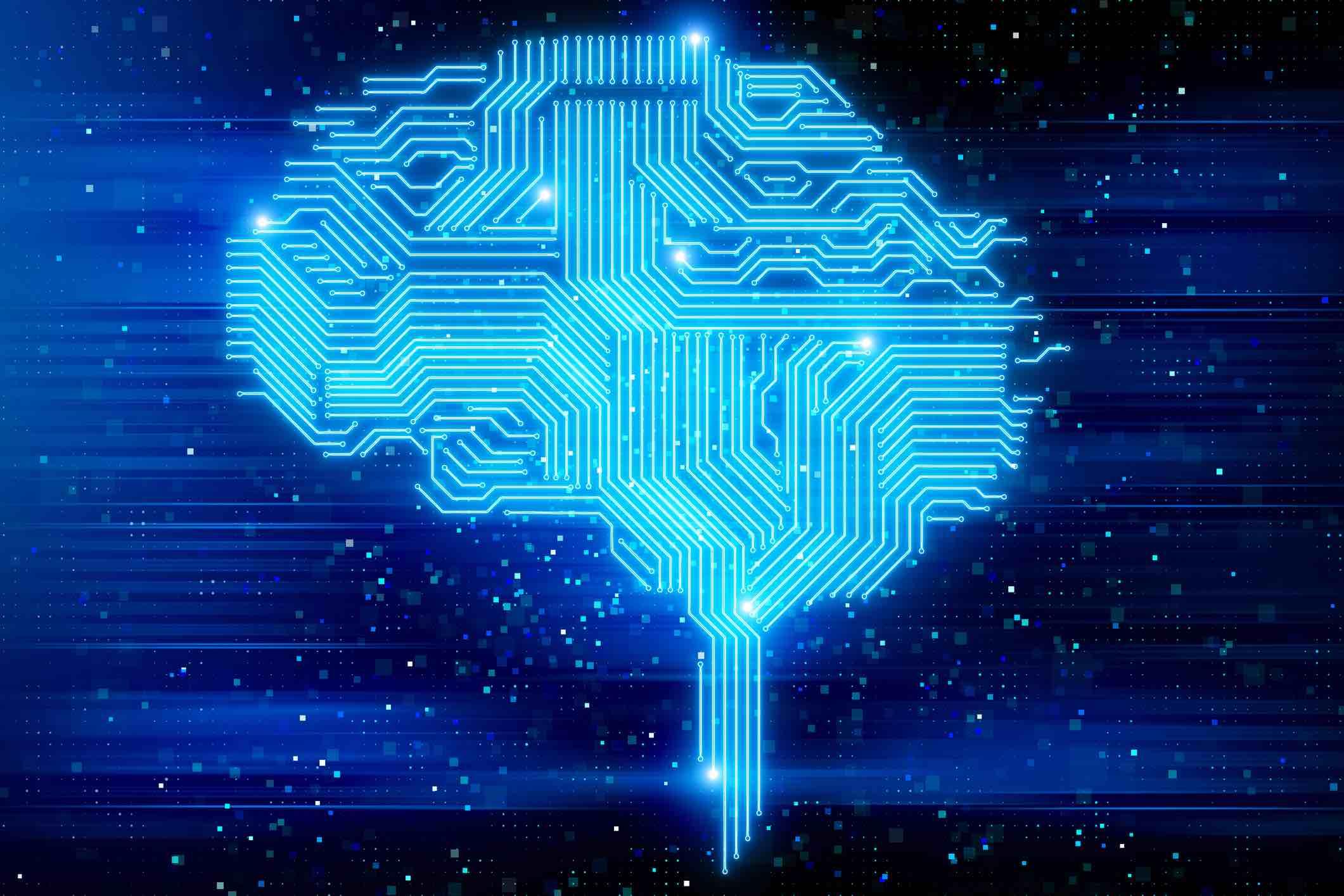 Fundo digital criativo do cérebro. Inteligência artificial e conceito de ciência