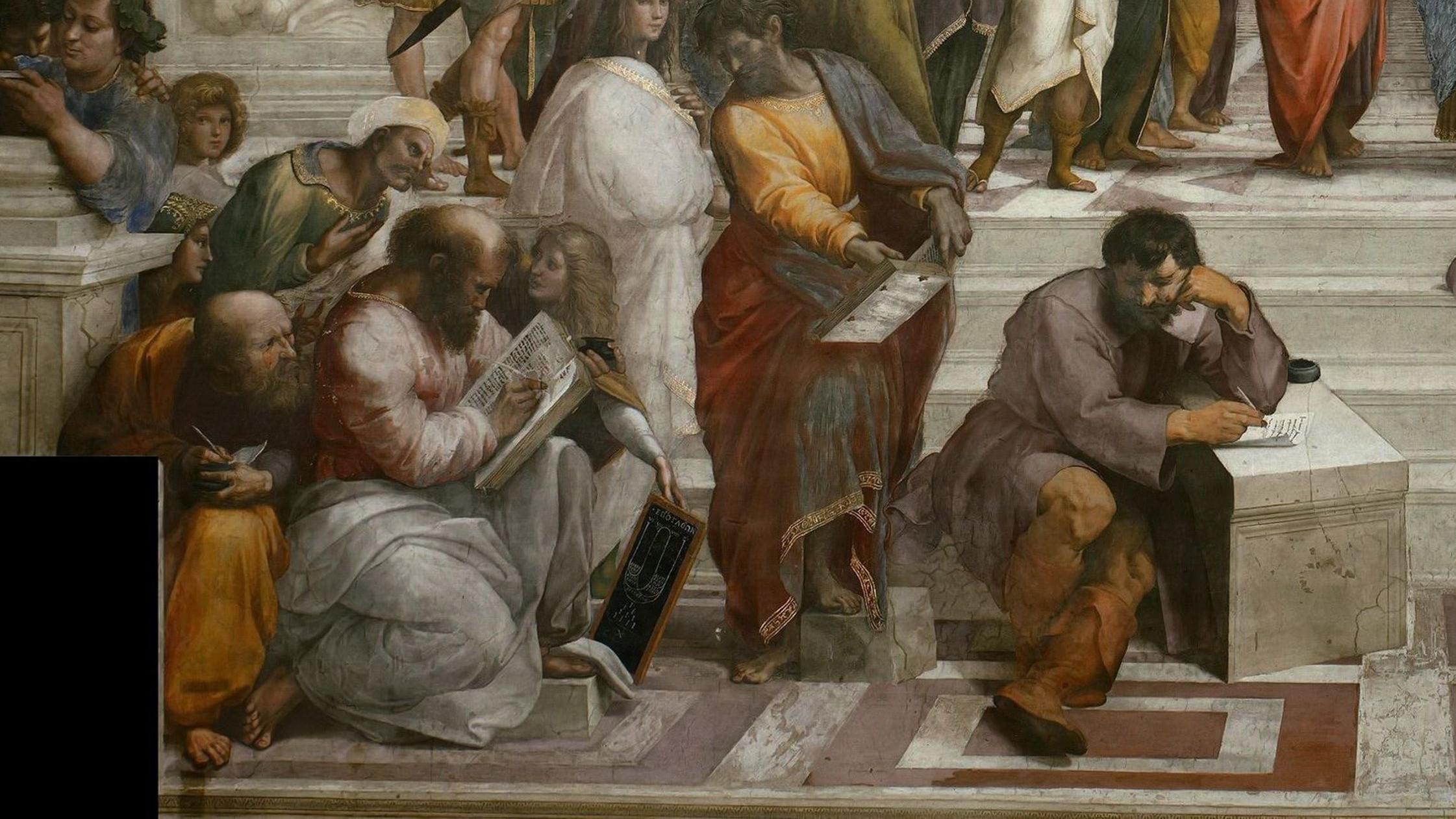 Pitágoras en La Escuela de Atenas, de Rafael Sanzio