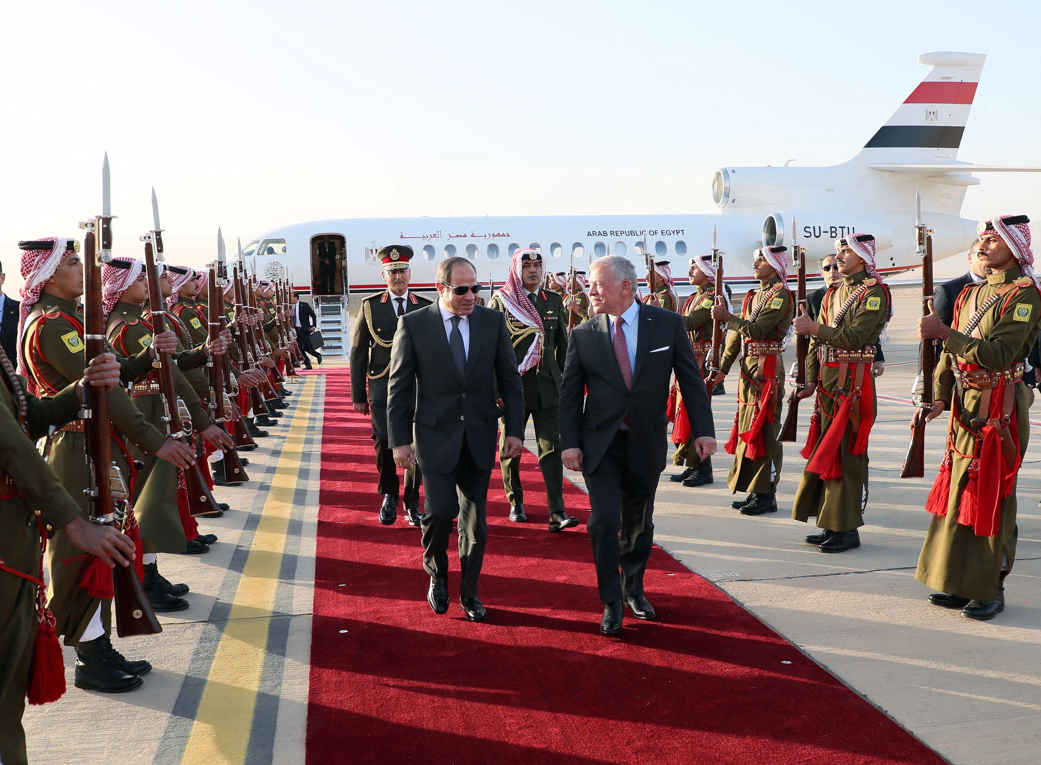 ملك الأردن في استقبال الرئيس المصري عبد الفتاح السيسي