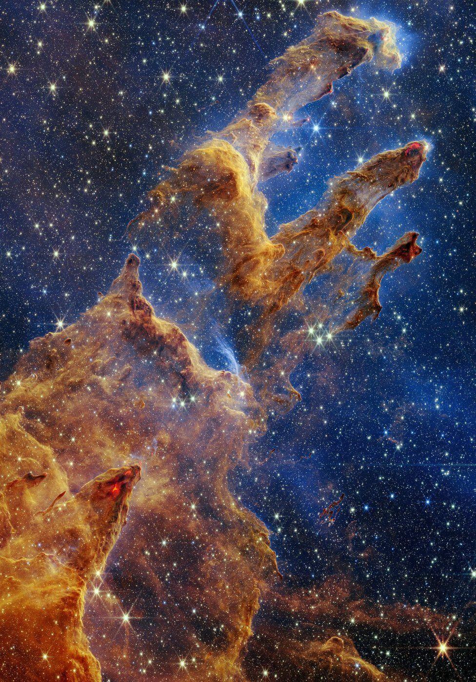 Pillars are cold and dense clouds of hydrogen and dust