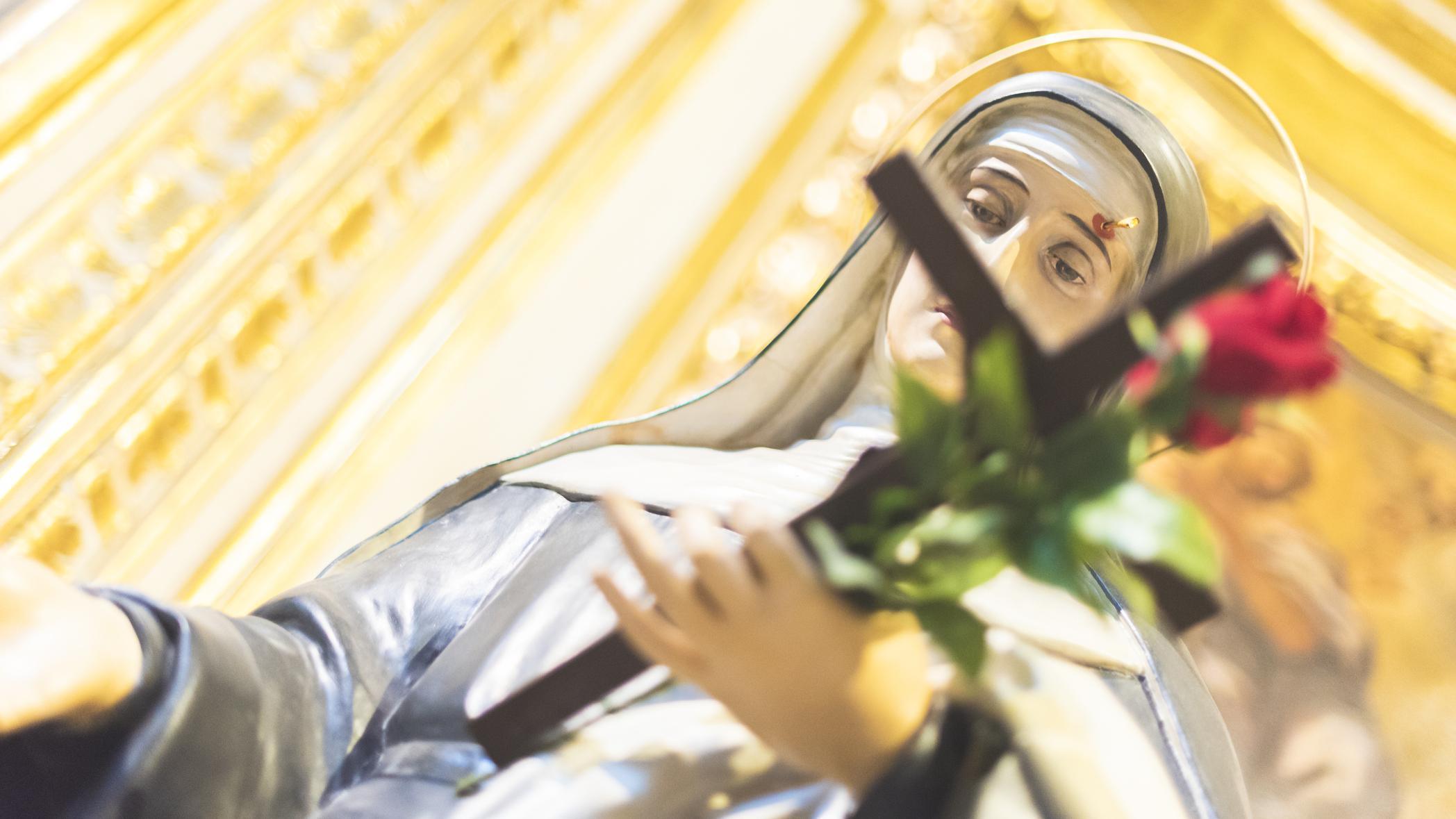 A statue of Mother Mary inside St. Agostino church in Rome.