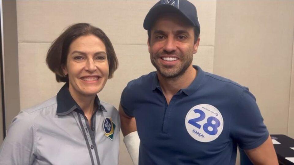 Cristina Graeml e Pablo Marçal sorrindo 