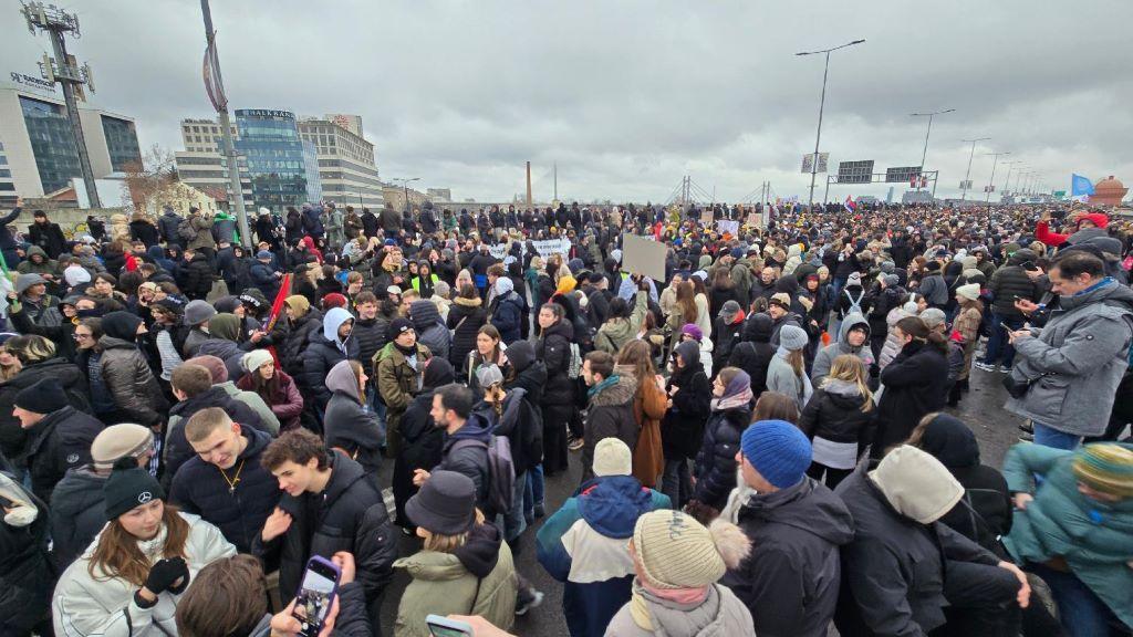 studentski protest na Mostarskoj petlji 10. januara 2025.