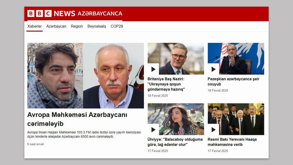 Naslovna strana BBC-ja na azerskom