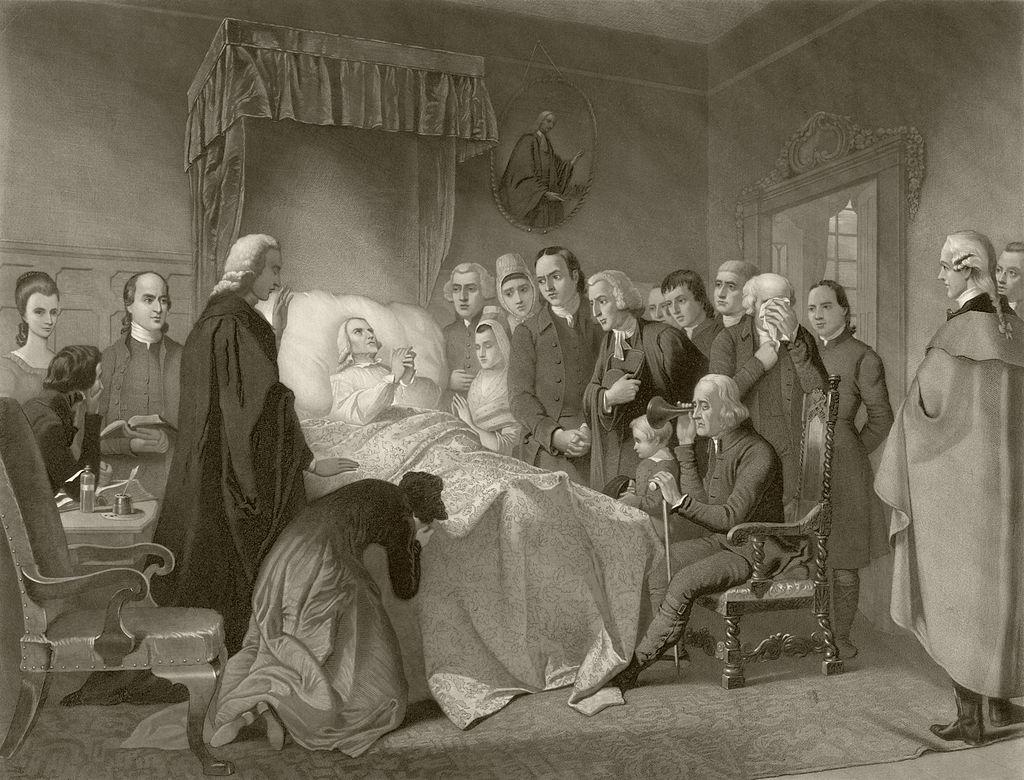 Ilustração de John Wesley em seu leito de morte