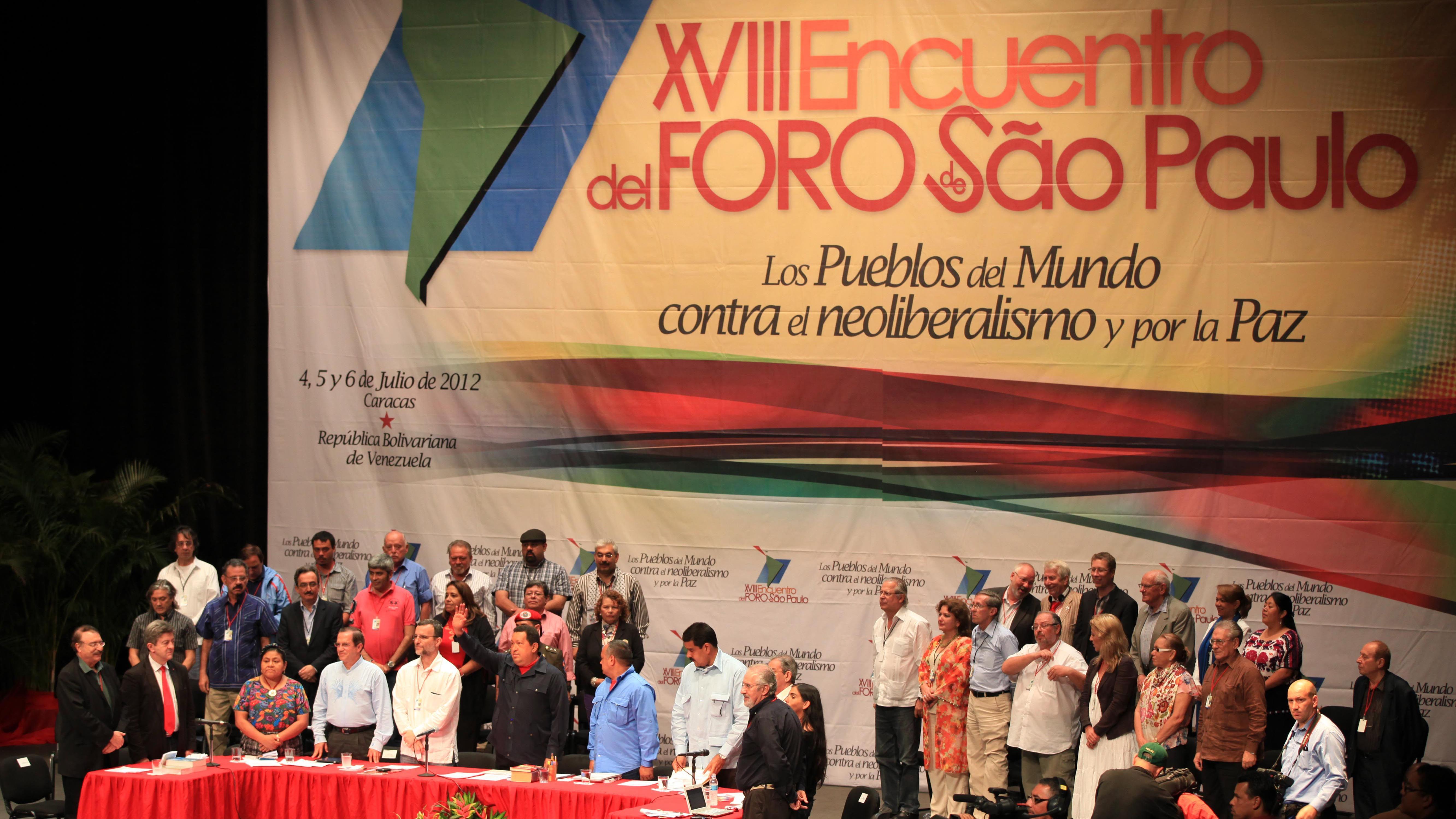 Participantes do 18 encontro do Foro de So Paulo, em Caracas, Venezuela, em julho de 2012