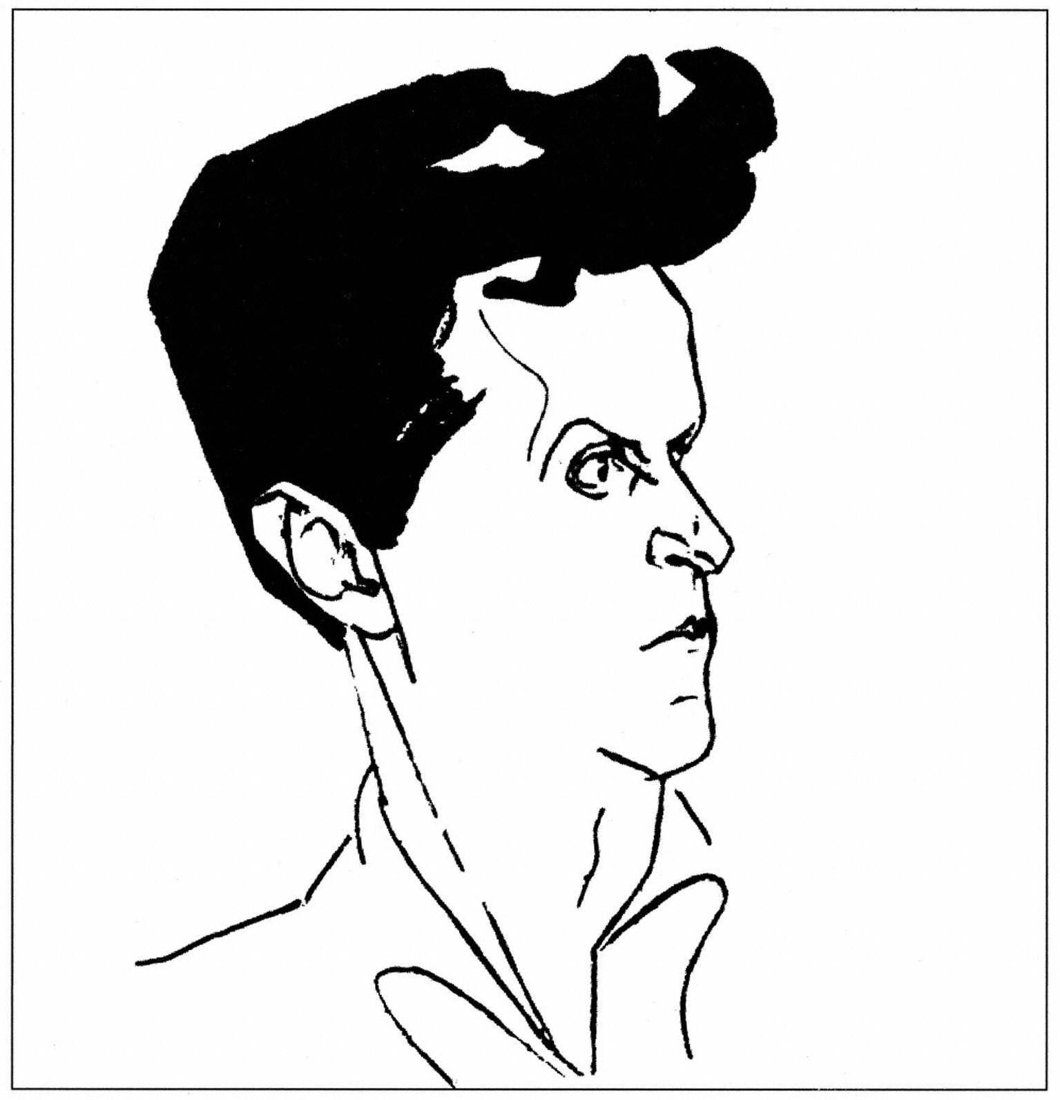 Filósofo británico de origen austriaco Ludwig Wittgenstein, dibujo de Hans Pfannmuller.