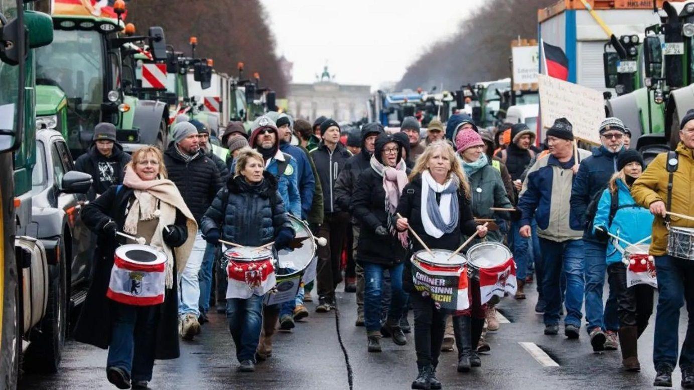 Agricultores alemanes protestando