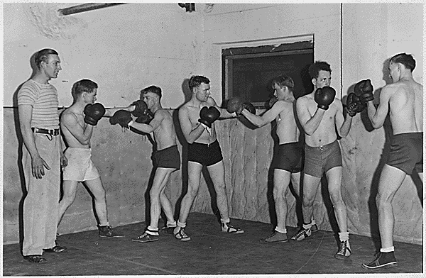 Treino de boxe da YMCA em Idaho, em 1936