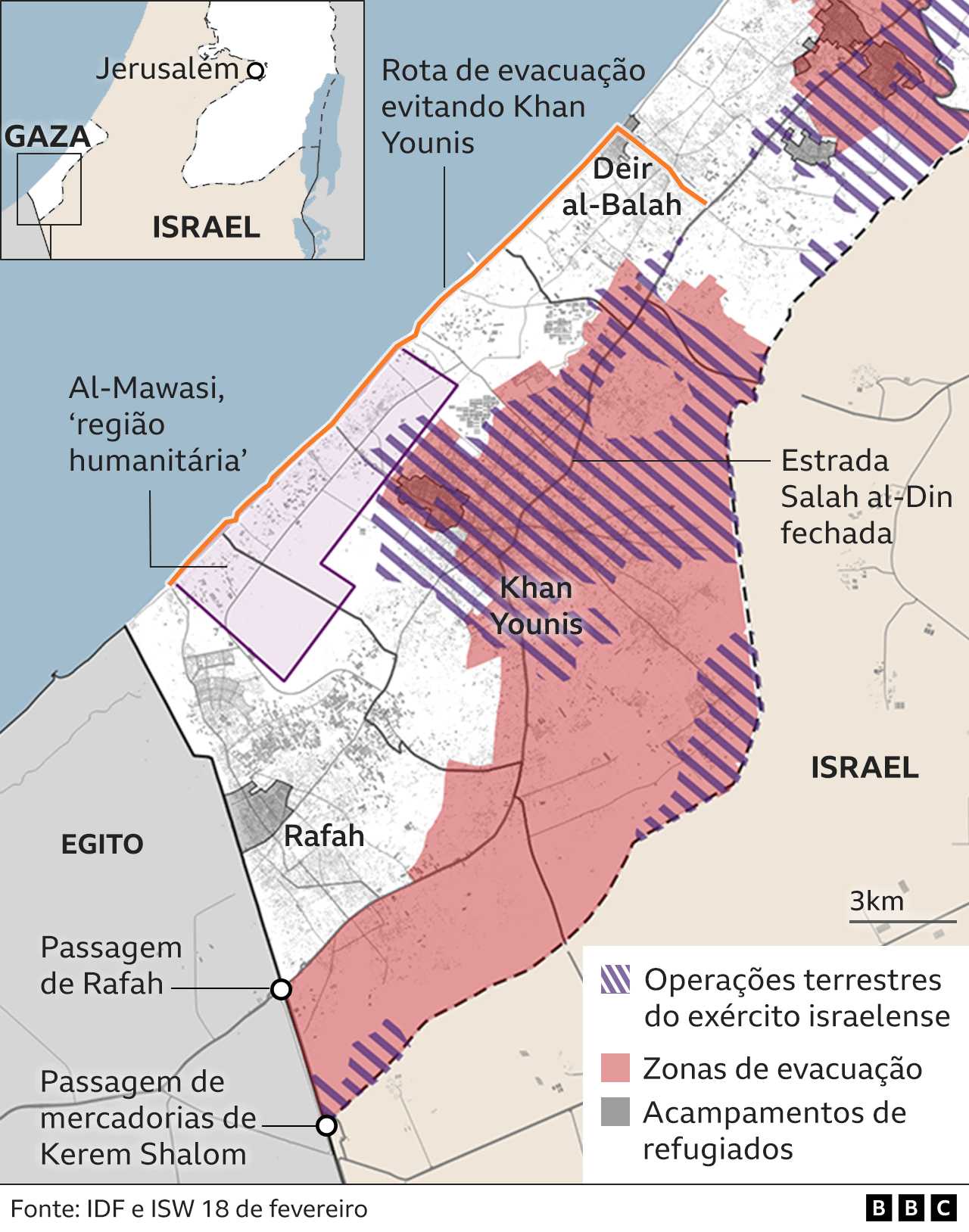 Mapa da Faixa de Gaza