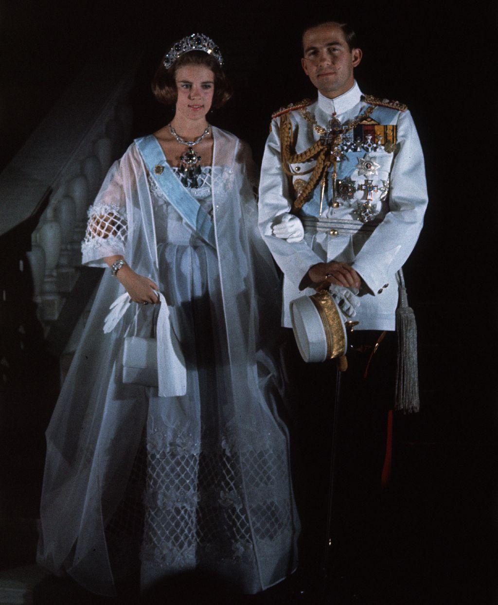 El rey Constantino II, nacido en 1940, y su esposa, la princesa Ana María, hija menor de Federico IX de Dinamarca.