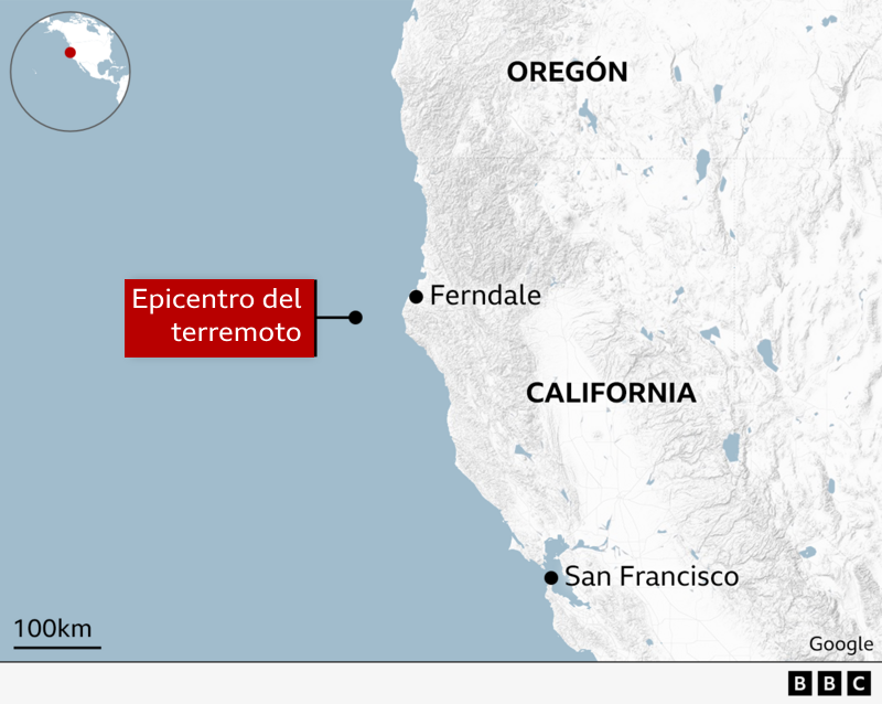 Mapa del epicentro del terremoto.