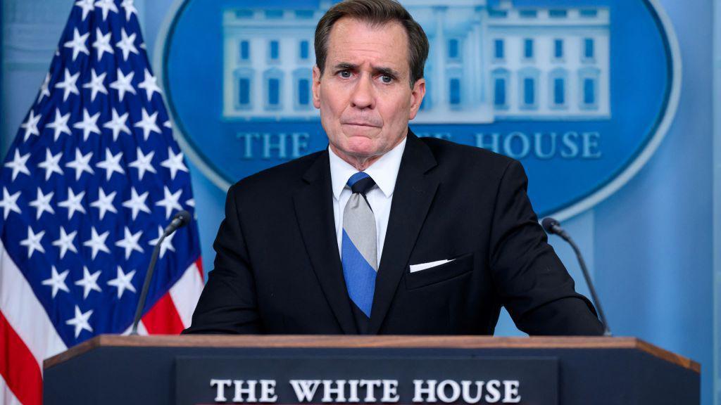 El portavoz de la Casa Blanca, John Kirby, durante la rueda de prensa.