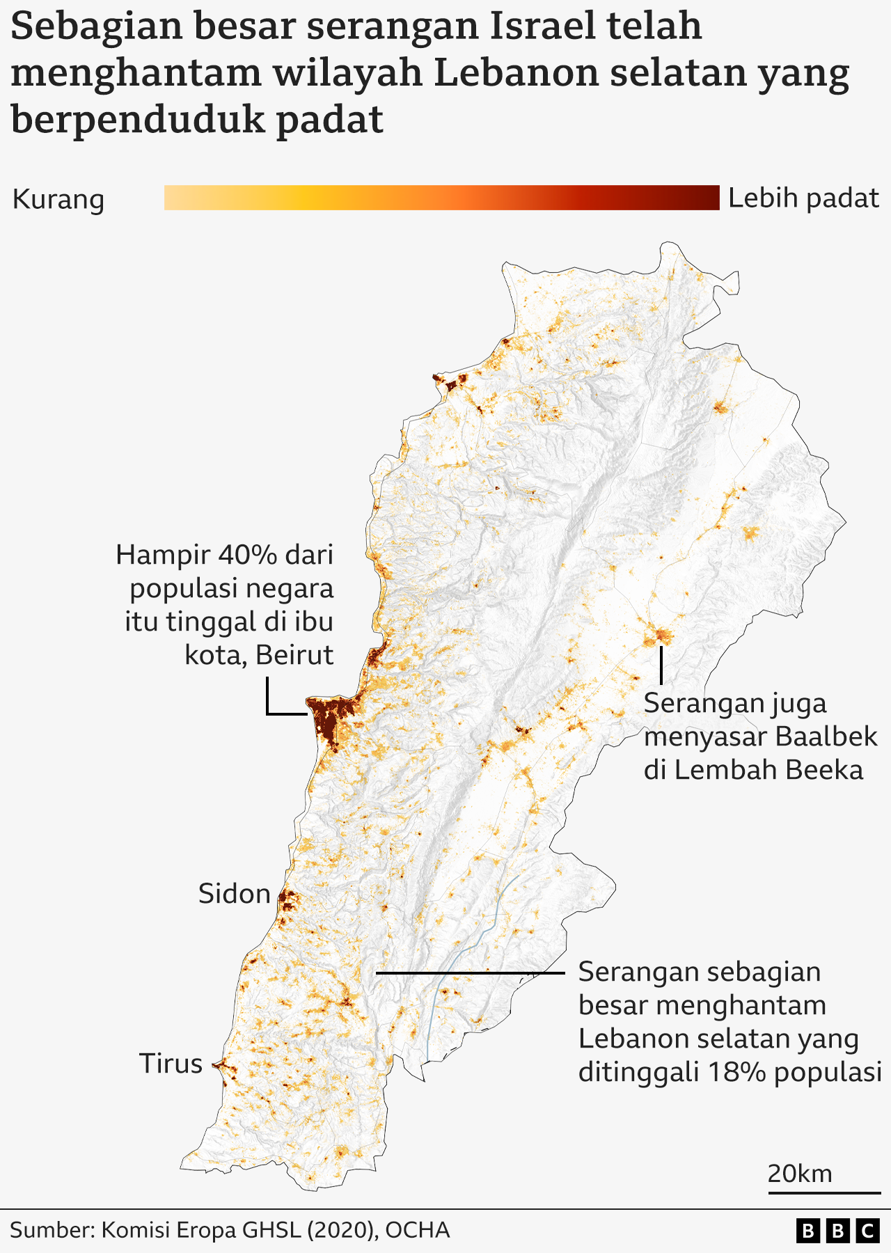 Kepadatan penduduk di Lebanon