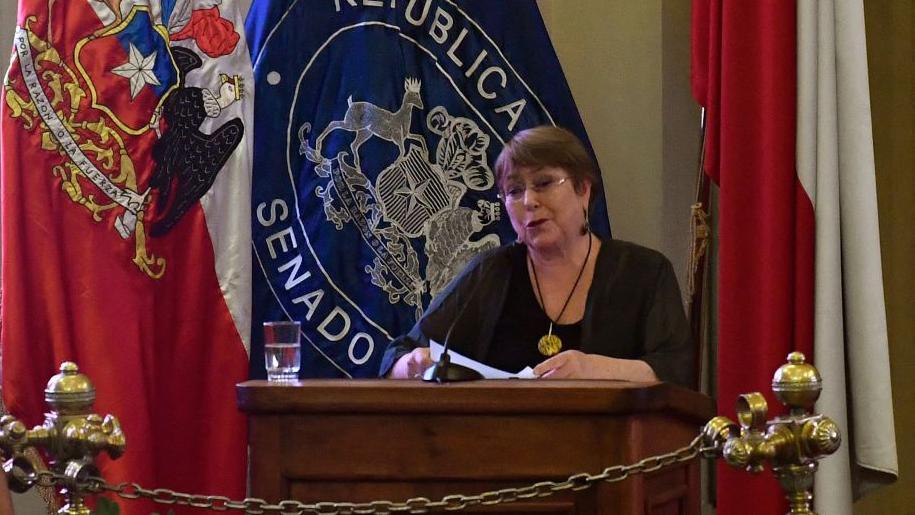 Expresidenta Michelle Bachelet en funeral de Piñera