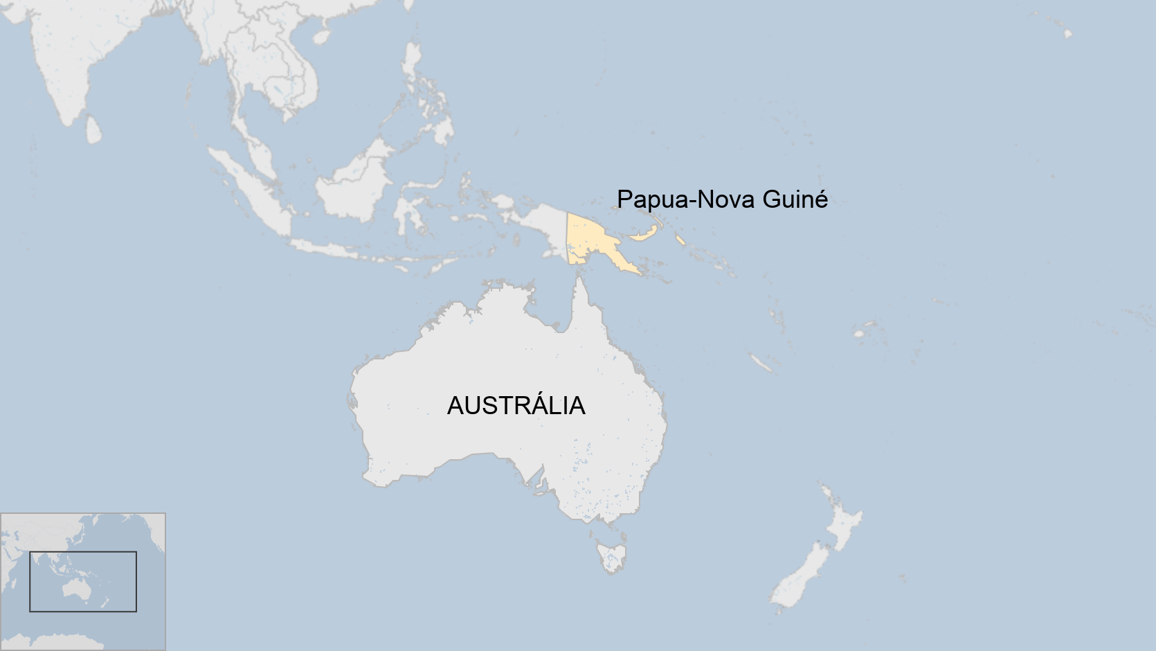 Mapa indicando localização de Papua-Nova Guiné