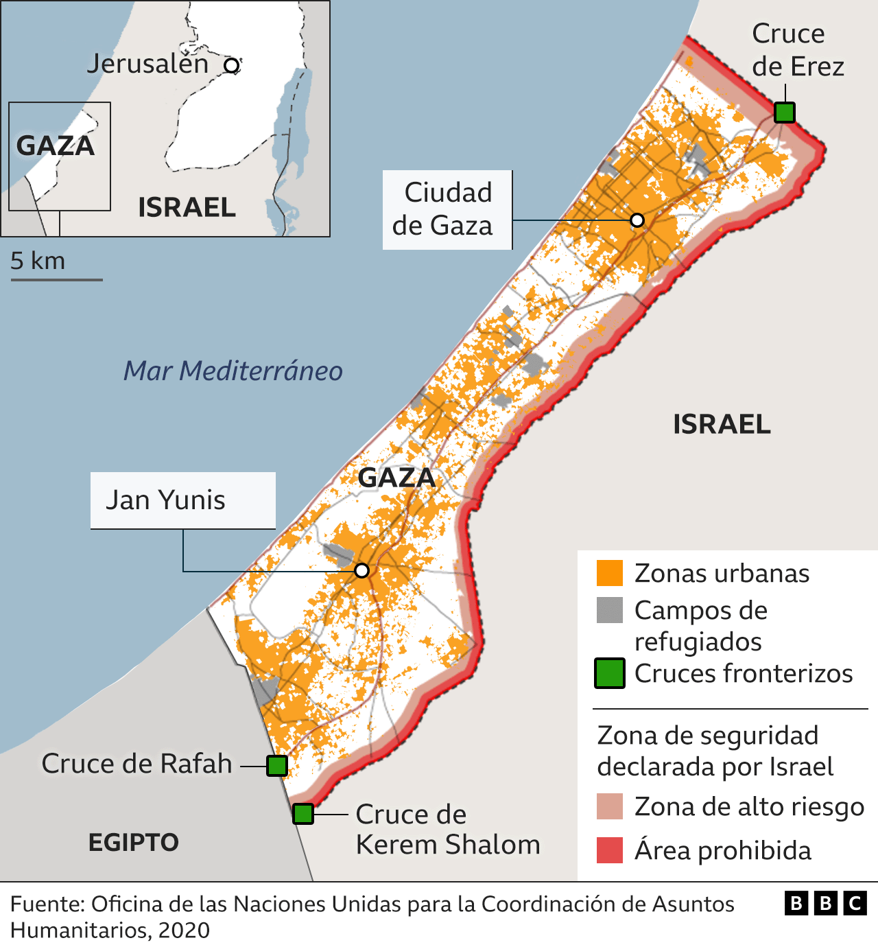 Mapa detallado de Gaza 