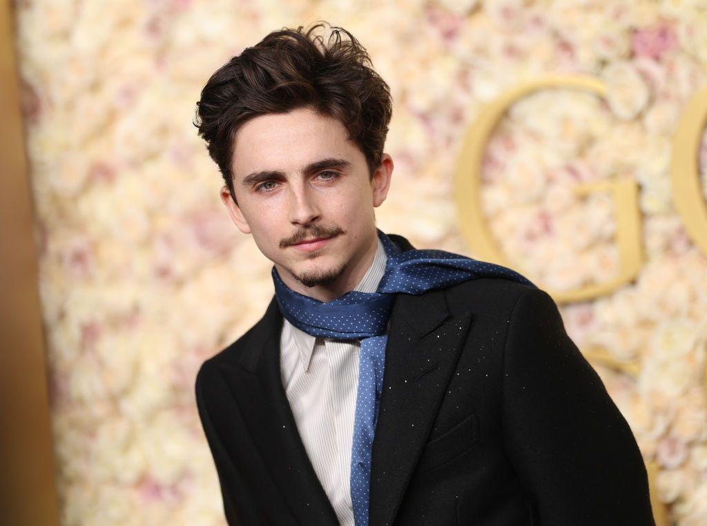 Timothée Chalamet en la alfombra roja de los Globos de Oro 2025 en el hotel Beverly Hilton de Los Ángeles, California, Estados Unidos, el 5 de enero de 2025. (Photo by Matt Winkelmeyer/WireImage)