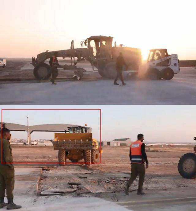 صور للجيش الإسرائيلي في قاعدة نيفاتيم تظهر إصلاح المدرج الجنوبي
