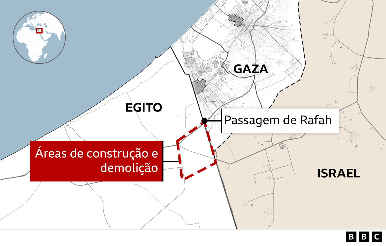 Mapa do Egito e da Faixa de Gaza estilizado