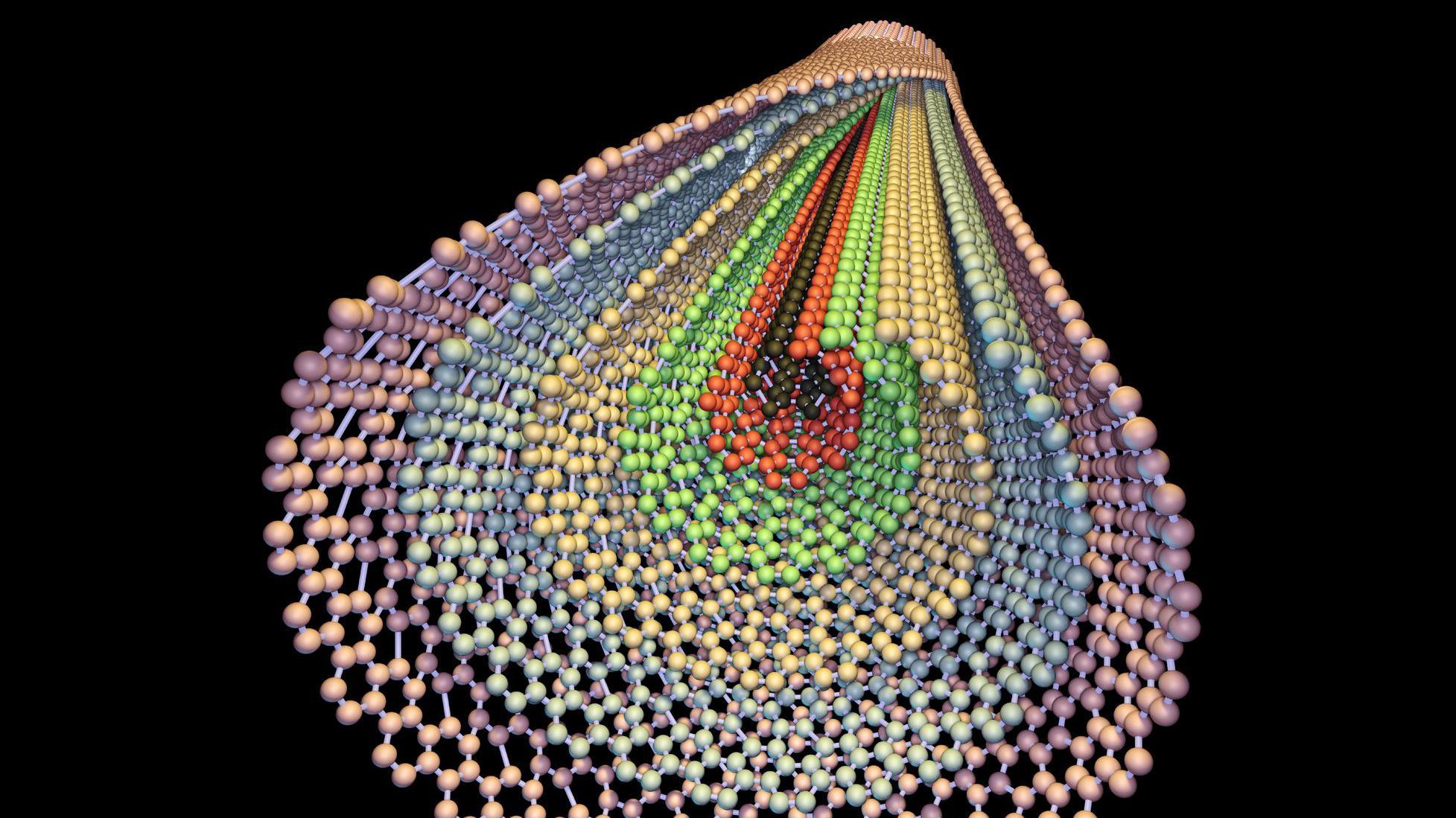 Un nanotubo de paredes múltiples que se abre y despliega para crear láminas largas y delgadas 