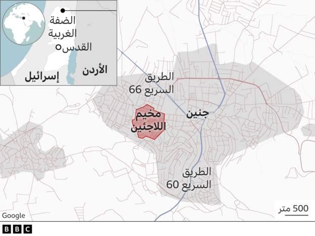 خريطة لمدينة جنين ومخيمها