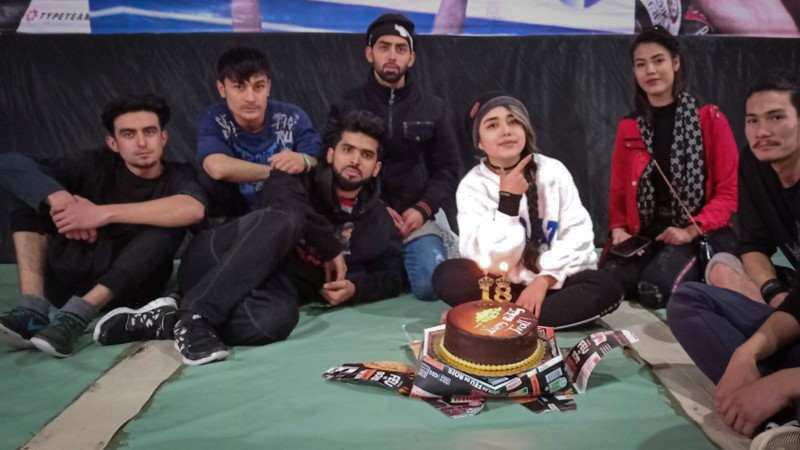 Manizha celebrating her 18th birthday with some of the Superiors Crew in Kabul