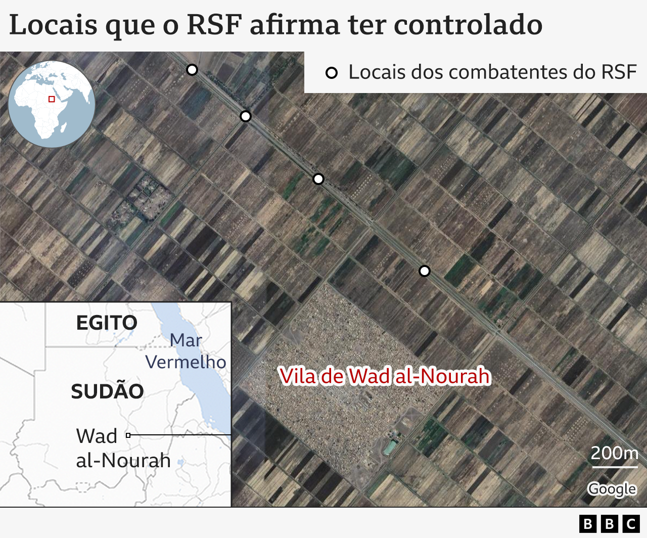 mapa de locais que a RSF afirma controlar