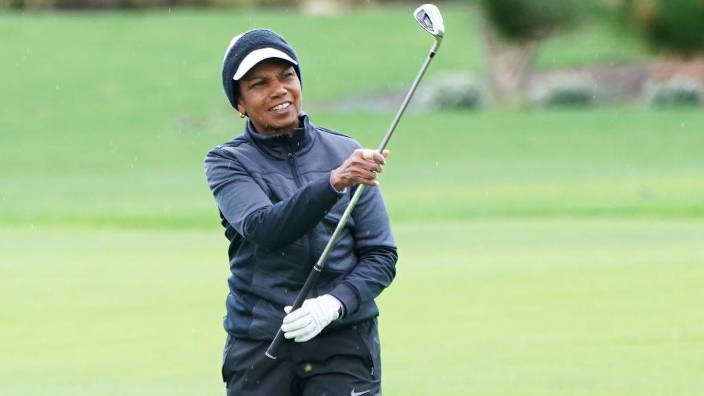 Condoleezza Rice playing at an amateur golf tournament in 2019