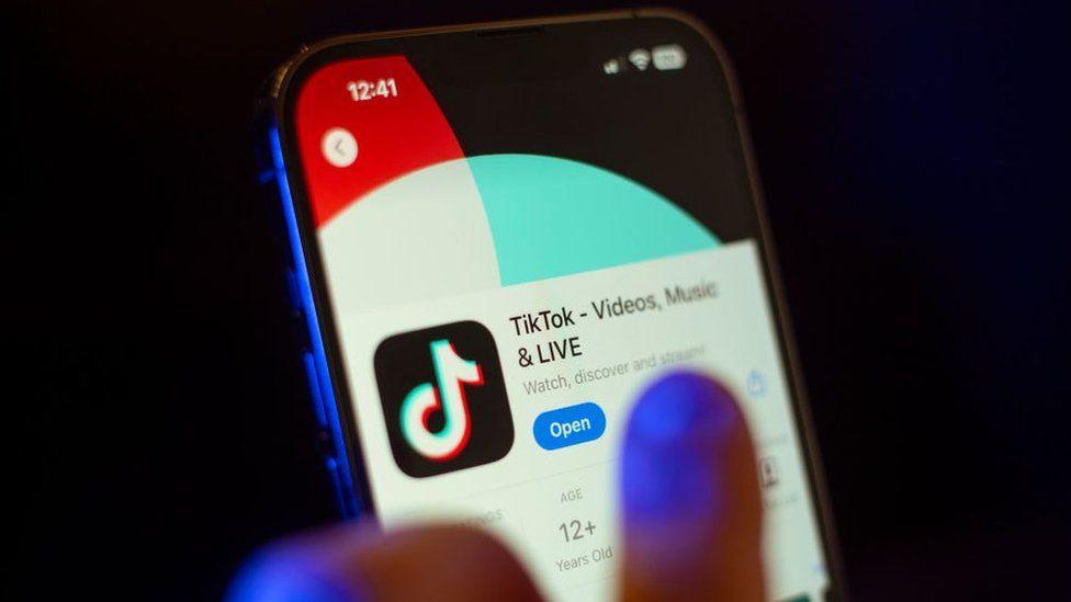A mobile phone user clicks to download the TikTok app