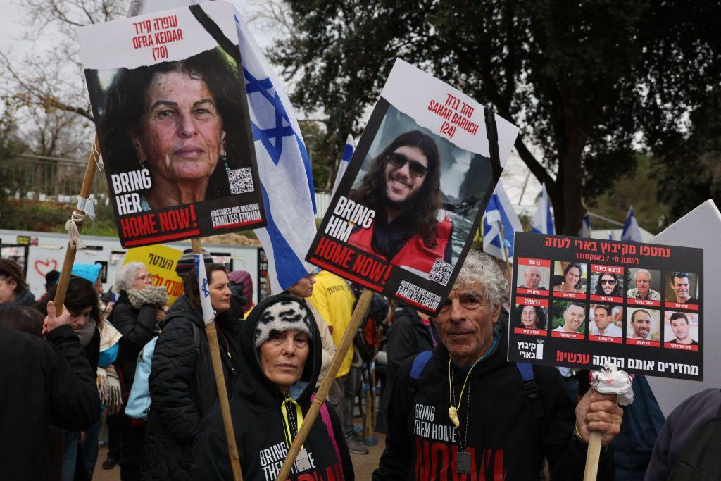Una protesta de familiares de rehenes israelíes