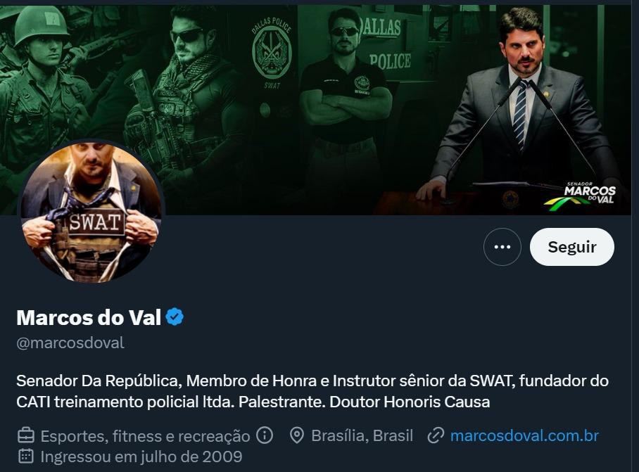 O perfil do Twitter do senador Marcos do Val