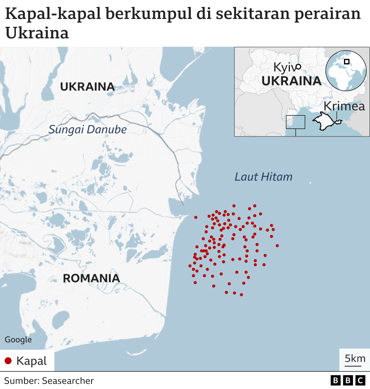 kapal-kapal di sekitar perairan Ukraina