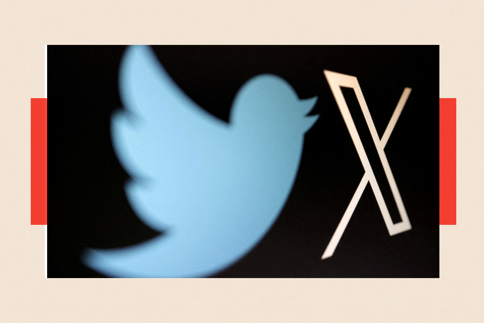 The old Twitter logo and the new X logo side by side