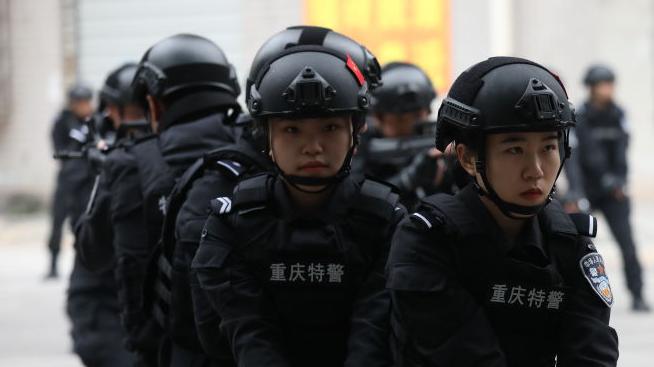 Female SWAT Police Officers Attend Drill In Chongqing