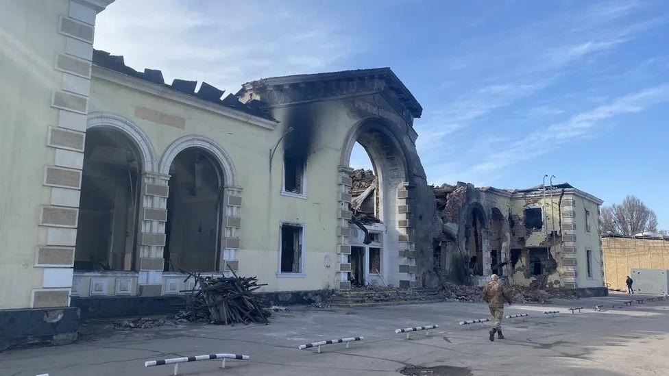 A estação de trem de Kostyantynivka