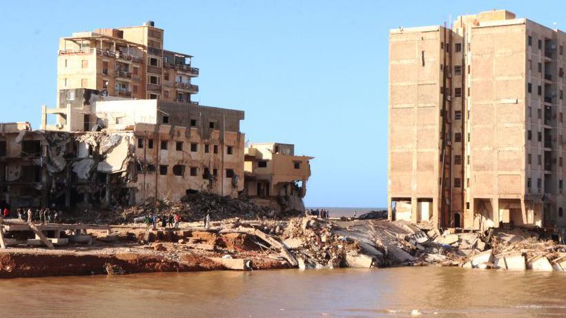 Imagen de Derna, inundada. 