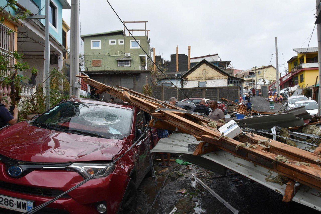 A car in rubble