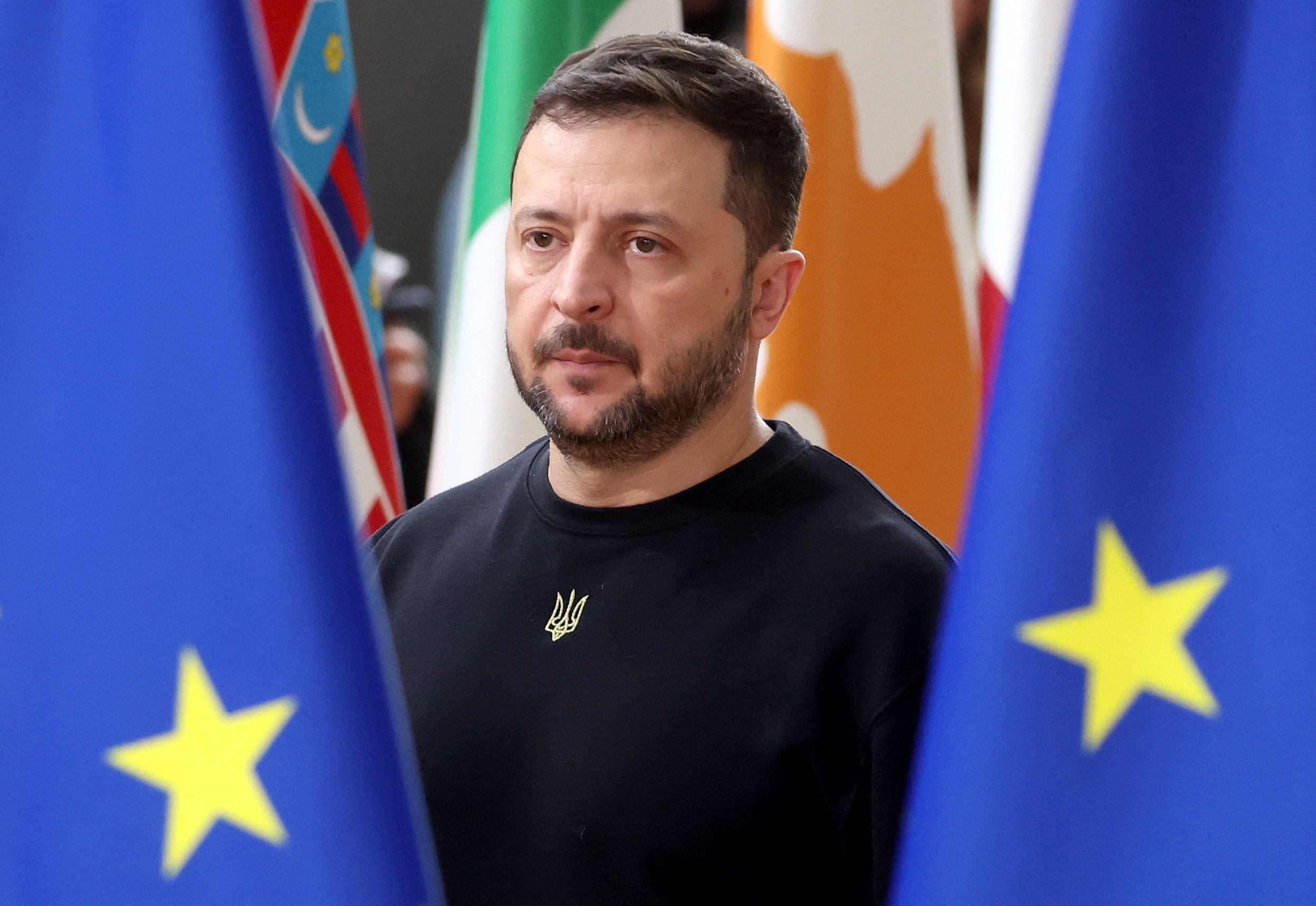 يصل رئيس أوكرانيا فولوديمير زيلينسكي إلى قمة المجلس الأوروبي في بروكسل، بلجيكا، 17 أكتوبر 2024.