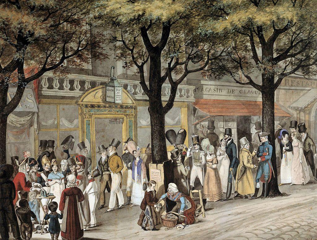 Paseo por un bulevar de París, 1819. 