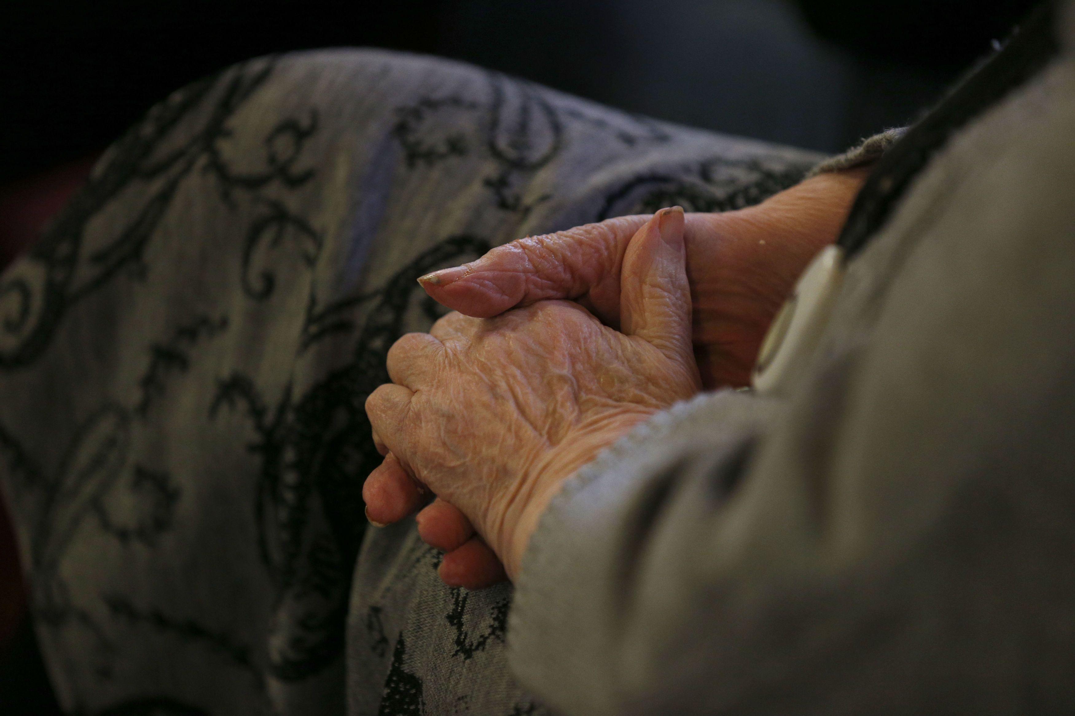 The hands of an elderly woman