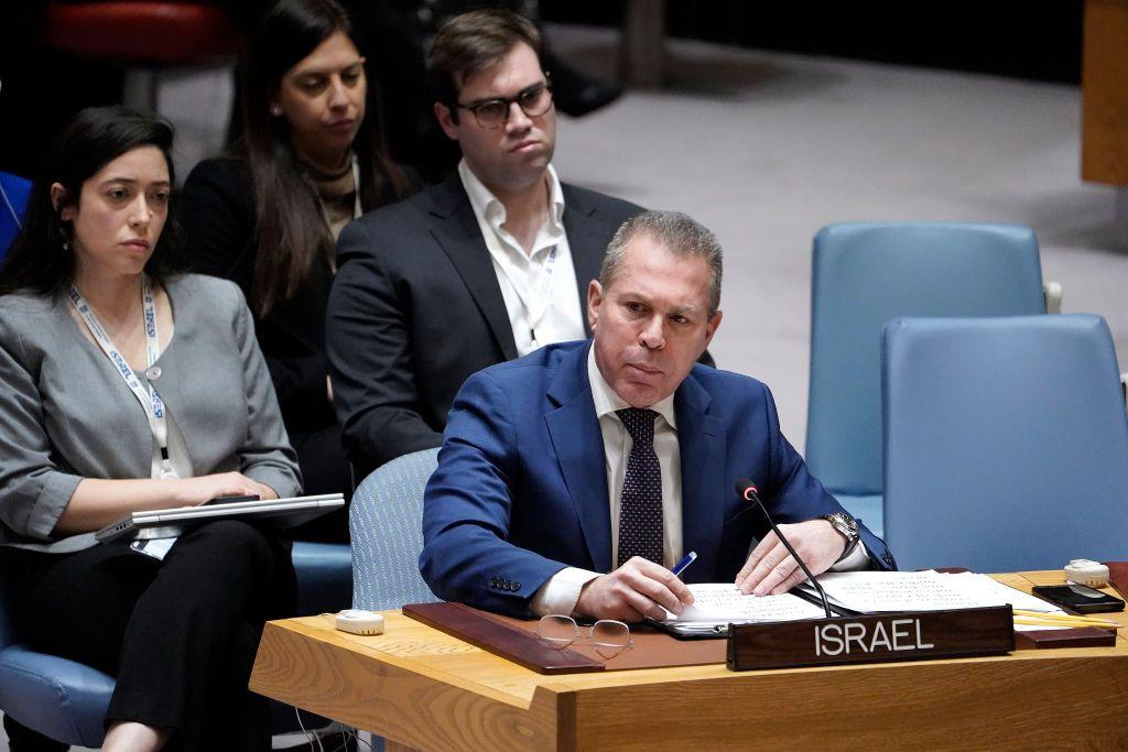 El embajador de Israel interviene ante el Consejo de Seguridad de la ONU. 