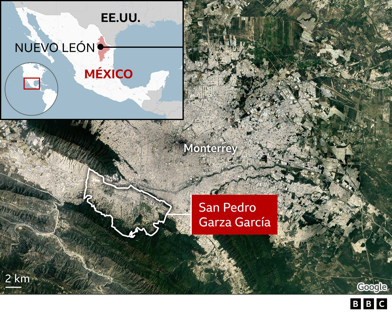 Mapa del lugar del accidente en México.