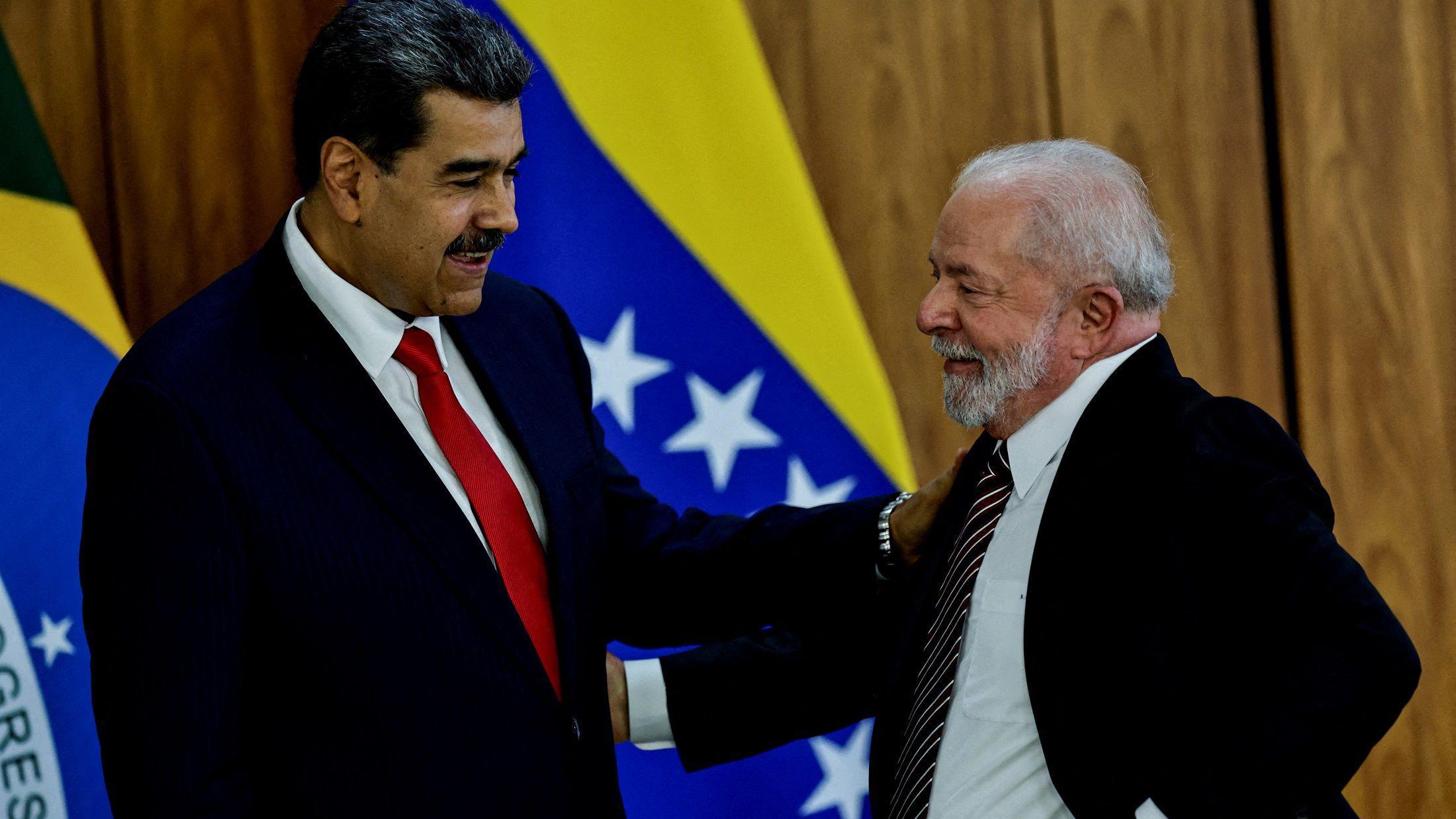 Nicolás Maduro e Luiz Inácio Lula da Silva durante encontro em Brasília em maio de 2023